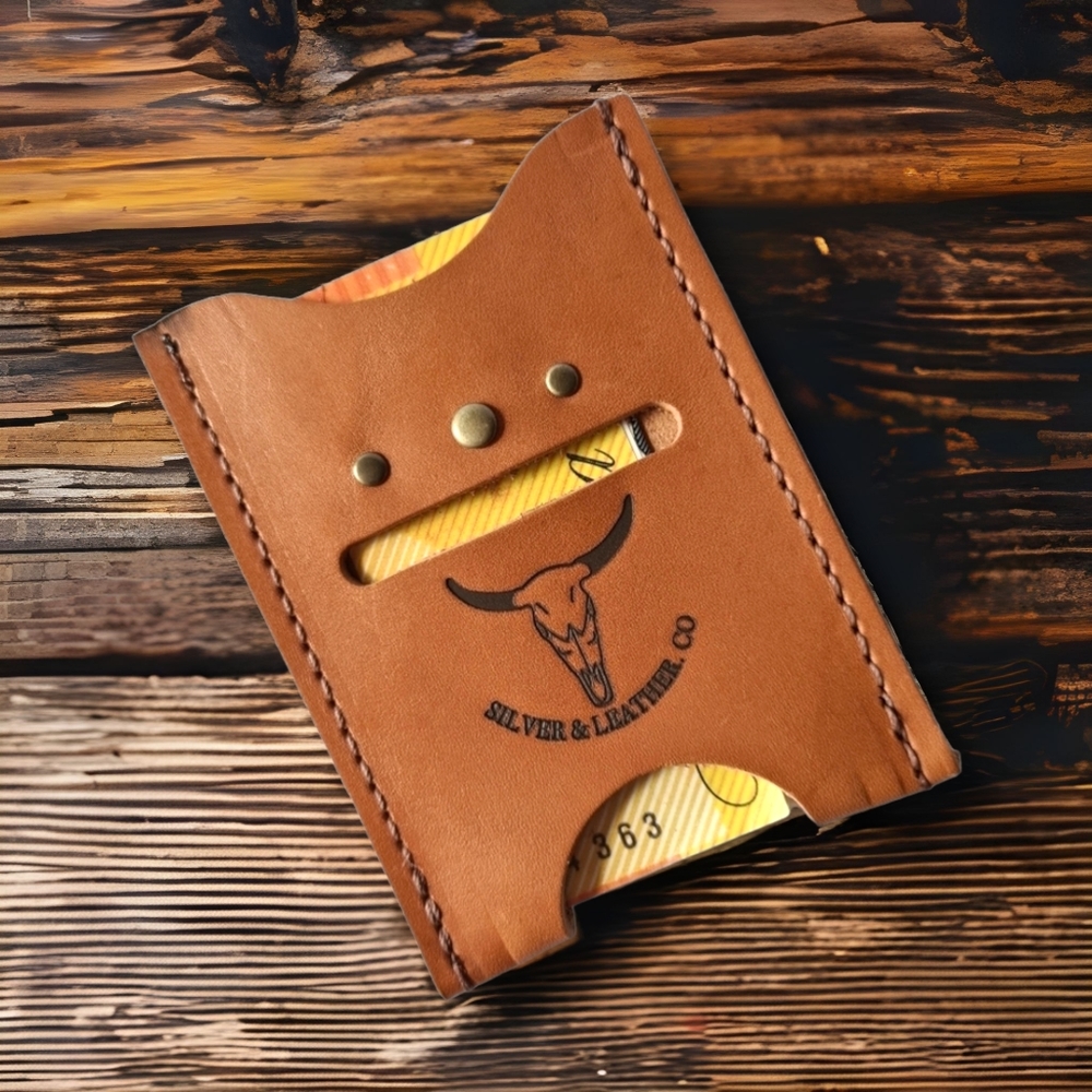 NEW Handcrafted Tan Genuine Australian Leather Card or Money Slide Holder - Picture 1 of 3